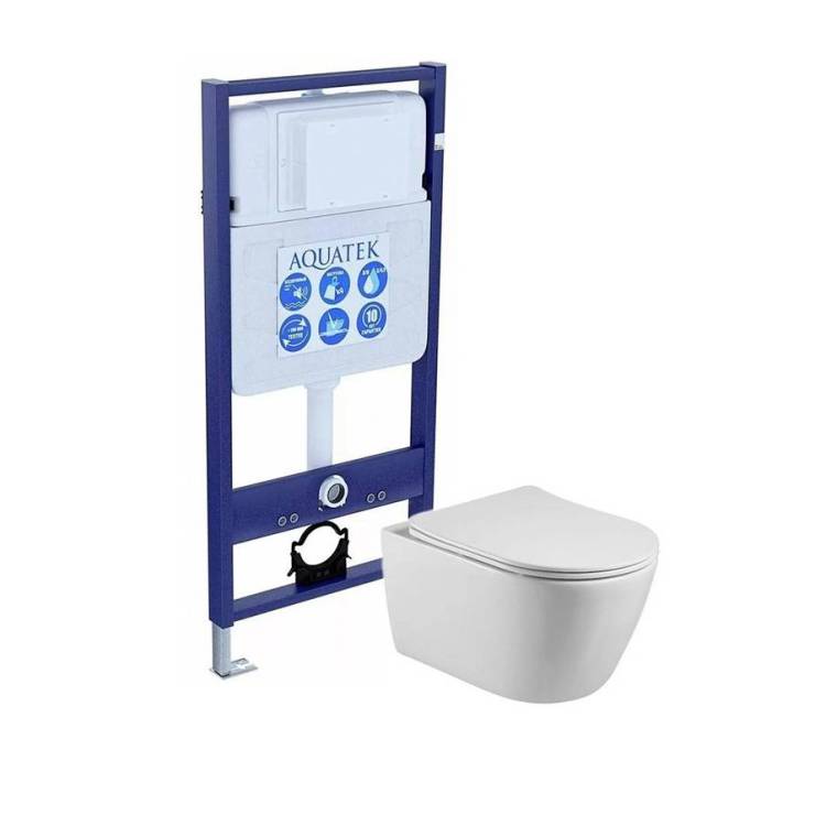 Унитаз с инсталляцией Aquatek Бетта с крышкой-сиденьем микролифт