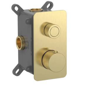 Термостатический смеситель AQUAme AQM8810BG с регулировкой напора, с внутренней частью, золото шлифованное