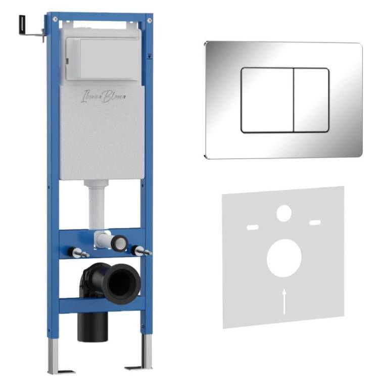 Система инсталляции для унитазов Iberica Blanca Inox-C IB.001M.1131 кнопка смыва хром глянцевый