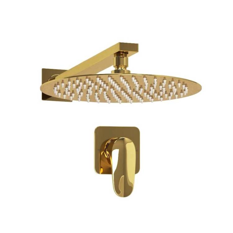 Душевой комплект Wasserkraft Neckar A2151.183.208 с верхней душевой насадкой, золотой, встраиваемый