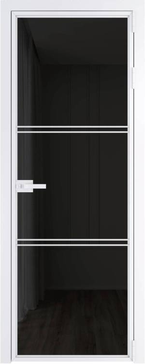 Межкомнатная дверь Profil Doors 3 AX цвет профиля Вайт, стекло безопасное 6 мм черное тонированное 600x2000