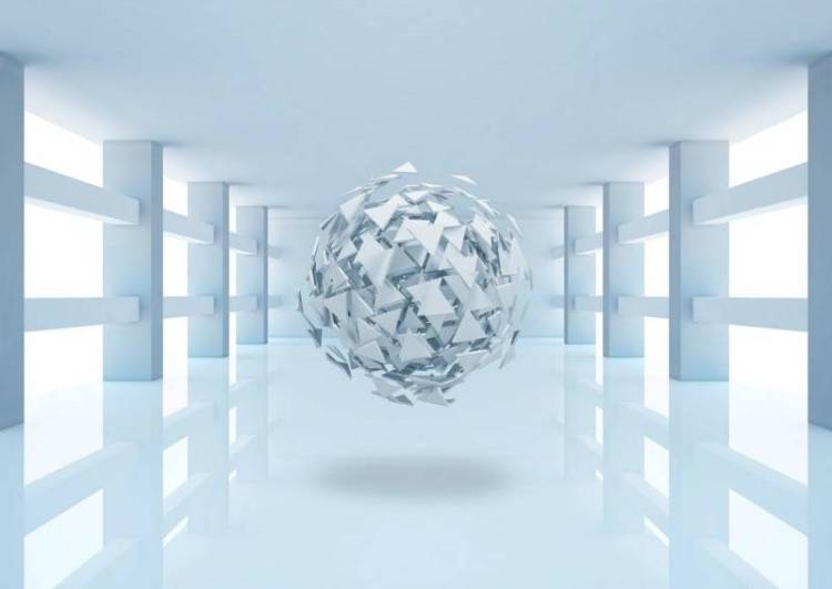 3D Фотообои Artegrafico «Шар из осколков в тоннеле» ABS-055 песок