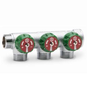 Коллектор регулирующий Stout хромированный 3/4x3/4ЕК, 3 выхода (SMB-6850-343403)
