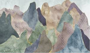 3D Фотообои Artegrafico «Горы с золотыми нитями» AP-002 песок