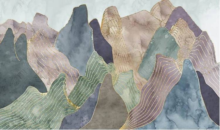 3D Фотообои Artegrafico «Горы с золотыми нитями» AP-002 песок