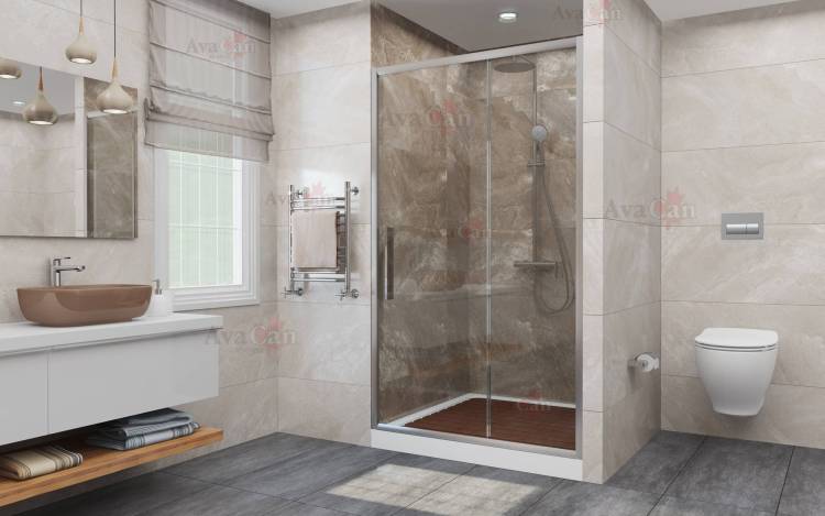 Душевая дверь в нишу AvaCan FC120 профиль хром, стекло прозрачное, 140x195