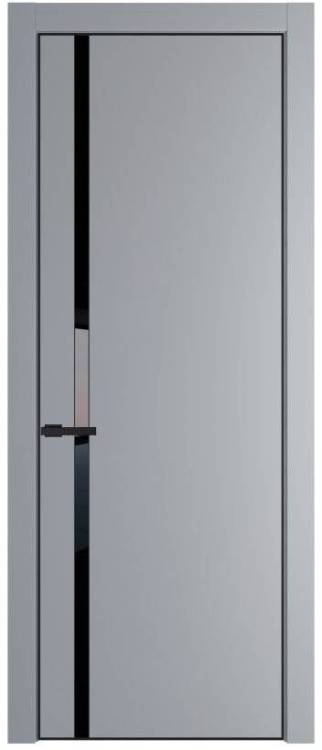 Межкомнатная дверь Profil Doors 21 PE полотно Смоки, кромка алюминиевая с четырех сторон черная, стеклянная вставка черный лак 600x2000