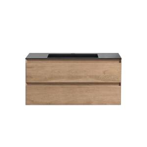 Тумба с раковиной Vincea Luka 1000 2 выкатных ящика, N.Oak, раковина черная