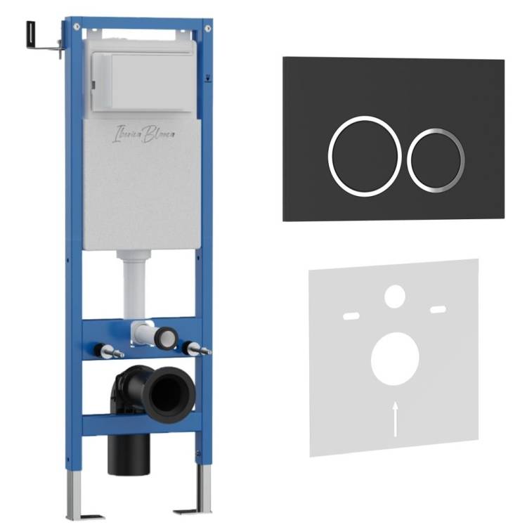 Система инсталляции для унитазов Iberica Blanca Esti-O IB.001M.822 кнопка смыва черный матовый