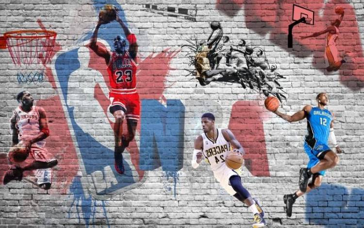 3D Фотообои Artegrafico «Игроки NBA» SP019 акварель