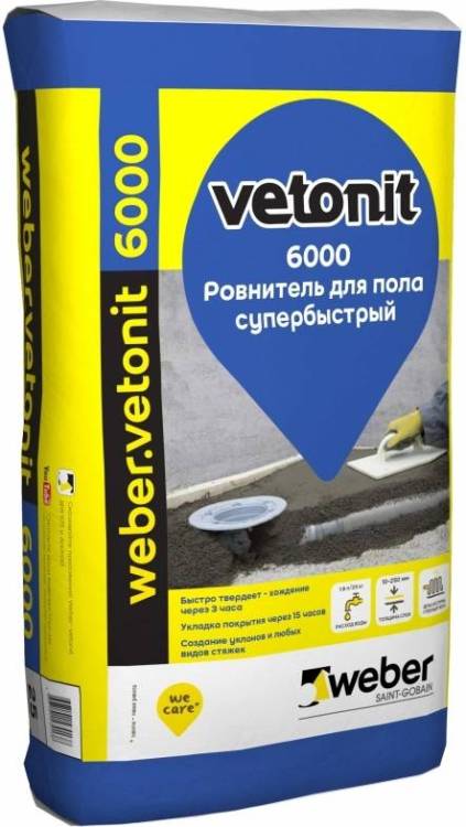 Ровнитель пола WEBER VETONIT 6000 быстротвердеющий 25 кг