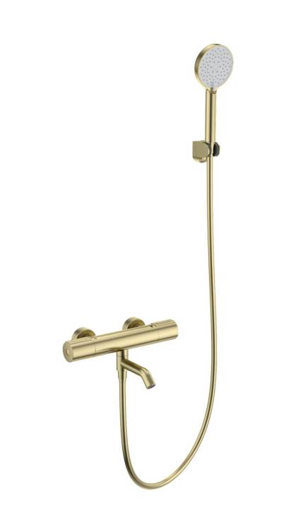 Смеситель для ванны Wonzon & Woghand WW-A2006-A1-BG с душем и термостатом, брашированное золото