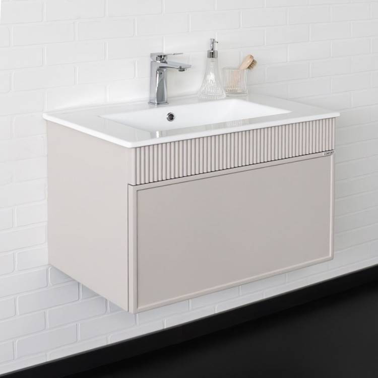 Тумба с раковиной Comforty Мадрид-70 00-00020643 подвесная, серый шелк