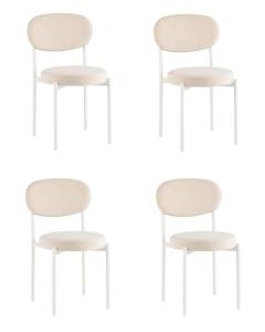 Набор из 4 стульев Stool Group Бриф SN AV 477-C01-9016-K X4 молочный каркас белый муар, велюр