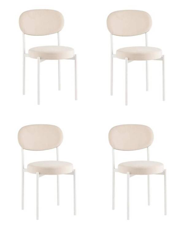 Набор из 4 стульев Stool Group Бриф SN AV 477-C01-9016-K X4 молочный каркас белый муар, велюр