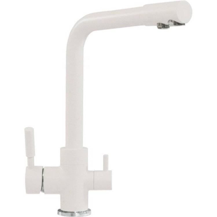 Смеситель для кухни Polygran 660717 Дуо высокий, белый хлопок