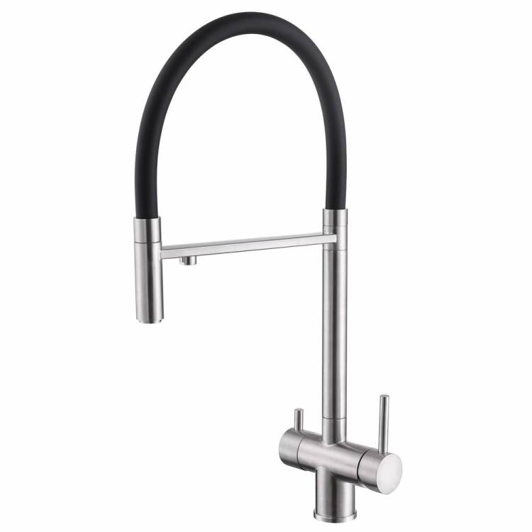 Смеситель для кухни Abber Wasser Kreis AF81141 с подключением фильтра и выдвижной лейкой, хром