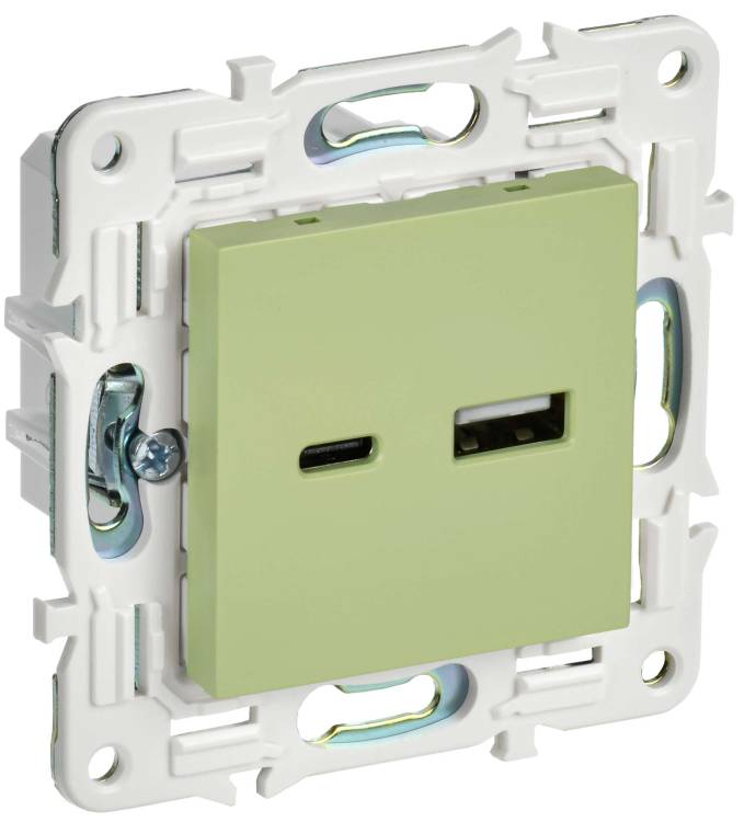 Розетка USB type A+C IEK Skandy SK-U22-018-K06 мятный
