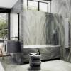 Шторка на ванну MaybahGlass MGV-94-1ш стекло сатин, профиль белый матовый, 1400x800 фото 3