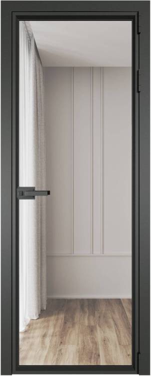 Межкомнатная дверь Profil Doors 1 AV цвет профиля Серая ночь, стекло безопасное 6 мм прозрачное 600x2000