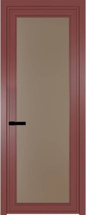 Межкомнатная дверь Profil Doors 1 AGP цвет профиля Красный антрацит, стекло безопасное 6 мм монохром капучино 700x2000