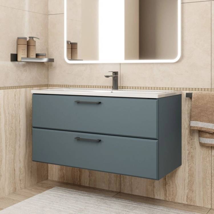Тумба с раковиной Uperwood Foster New подвесная, серый графит, 100 см