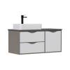 Тумба с раковиной Equil Smile 100 подвесная, раковина слева, белый, лен антрацит