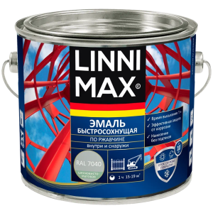 Грунт-эмаль по ржавчине Linnimax шелковисто-матовая светло-серая RAL 7040 1.6 л