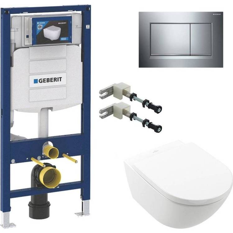 Комплект Унитаз подвесной Villeroy&Boch Subway 3.0 4670TS01 alpin + Инсталляция Geberit Duofix UP 320 111.300.00.5 + Кнопка + Крепления