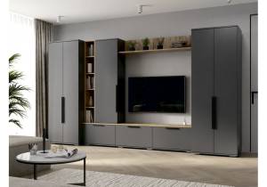 Модульная гостиная Woodville Филеста 664937 графит / дуб вотан