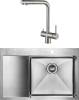 Комплект Paulmark Atlan PM217851-BSR R, брашированная нерж. сталь + Смеситель Paulmark Skalen Sk213020-SS для кухонной мойки
