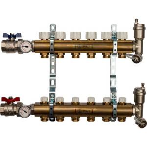 Коллектор Stout распределительный из латуни без расходомеров 1/3/4x6, SMB 0468 000006