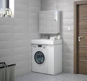 Тумба с раковиной Corozo Лео 80/20 под стиральную машину, напольная, белый