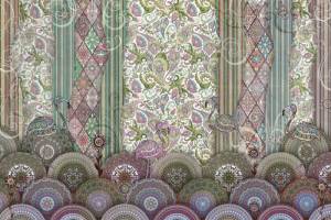 3D Фотообои Artegrafico «Фламинго в восточном саду» VS-017 акварель