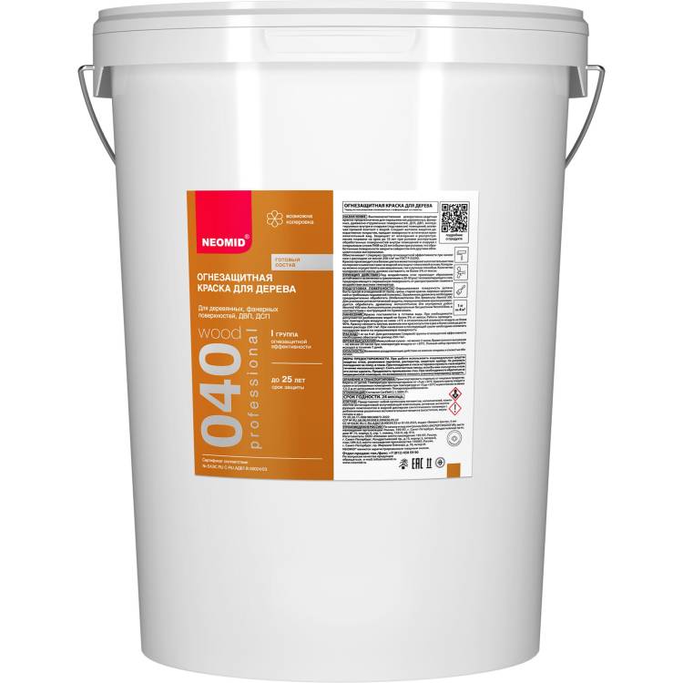 Огнезащитная интерьерная краска для древесины Neomid 040 25 кг