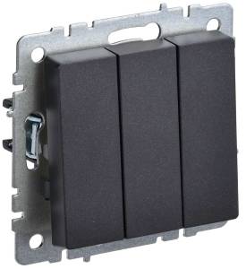 Выключатель 3-клавишный IEK Brite BR-V30-0-10-K02 черный