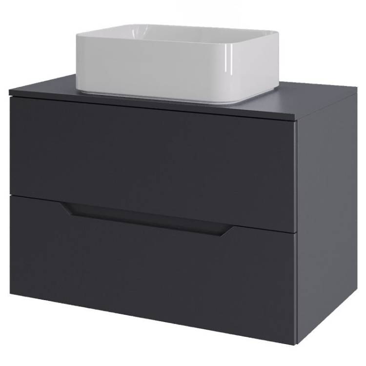 Тумба с раковиной Orange Line Li-70TugMDF+B02-460W графит матовый, 70 см