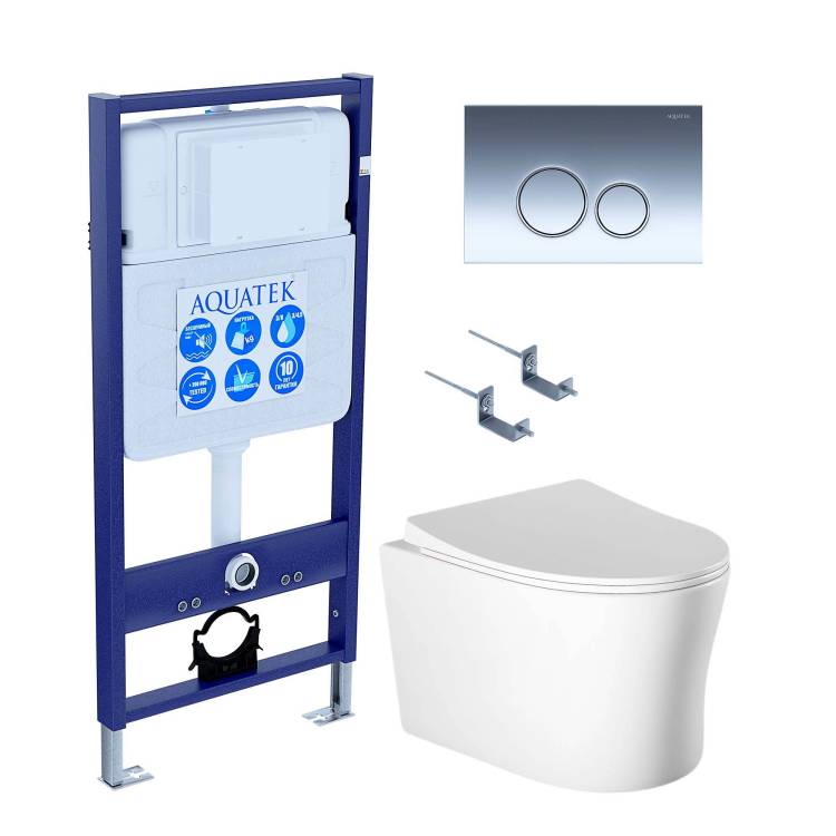 Комплект Aquatek Ника SET AQUATEK НИКА-018 4в1 кнопка хром глянцевый