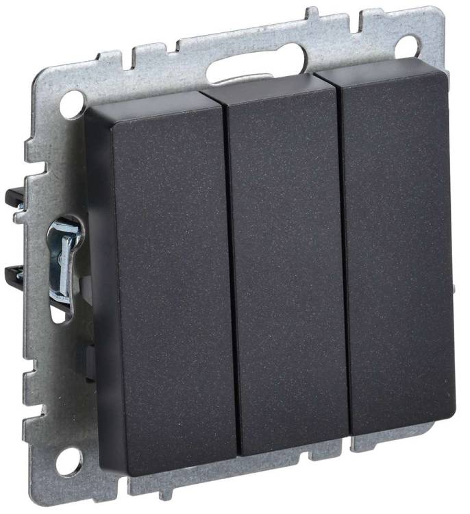 Выключатель 3-клавишный IEK Brite BR-V30-0-10-K02 черный