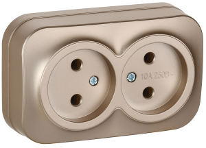 Розетка 2-местная IEK Glory ERH20-K37M-10 шампань матовый