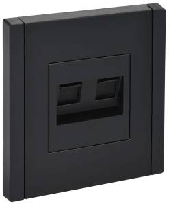 Розетка телефонная RJ11+Ethernet RJ45 IEK Forte&Piano FP-KT20-O-1-K02 черный