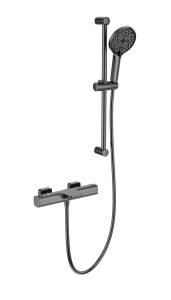 Смеситель для ванны Wonzon & Woghand WW-C2017-A-BGG с душевым гарнитуром и термостатом, темный графит