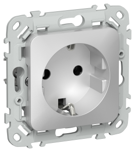 Розетка 1-местная с заземлением IEK Flite FI-R11-16-K47 алюминий