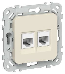 Розетка компьютерная RJ45 2-местная IEK Flite FI-K22-2-K86 сливочный