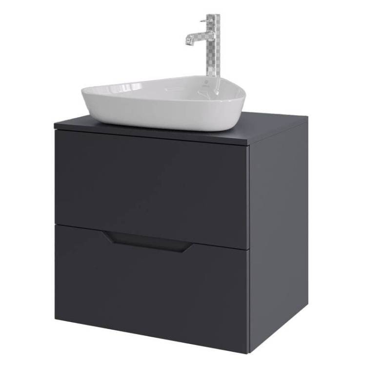 Тумба с раковиной Orange Line Li-60TugMDF+B07-500W графит матовый, 60 см