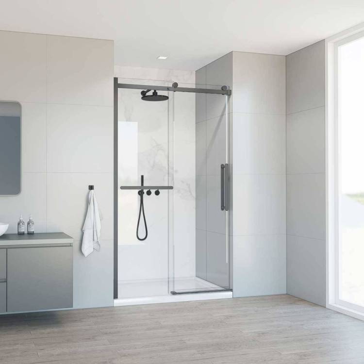 Душевая дверь Vincea Como Soft VDS-1CS120CLGM профиль вороненая сталь, стекло прозрачное, 120x195