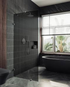 Душевая перегородка MaybahGlass MGD-274-4 79x195, стекло графит 8 мм, профиль хром глянцевый