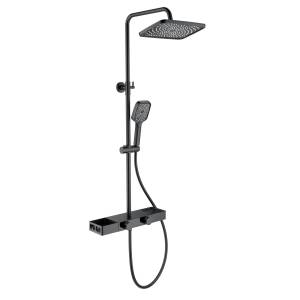 Душевая стойка Wonzon & Woghand WW-B3552-MB черная, с термостатом