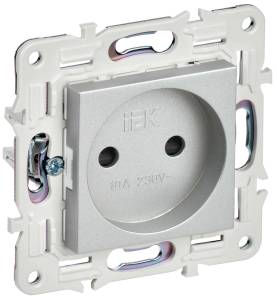 Розетка 1-местная с защитными шторками IEK Skandy SK-R13-10-K23 серебряный