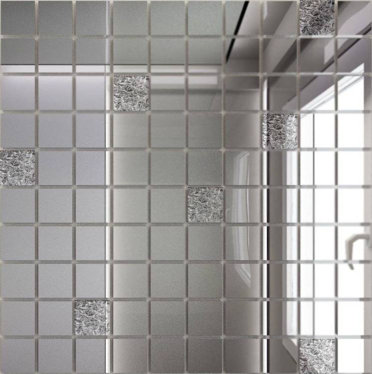 Мозаика ДСТ Зеркальная мозаика С90Х10 Серебро + Хрусталь (2.5x2.5) 30x30